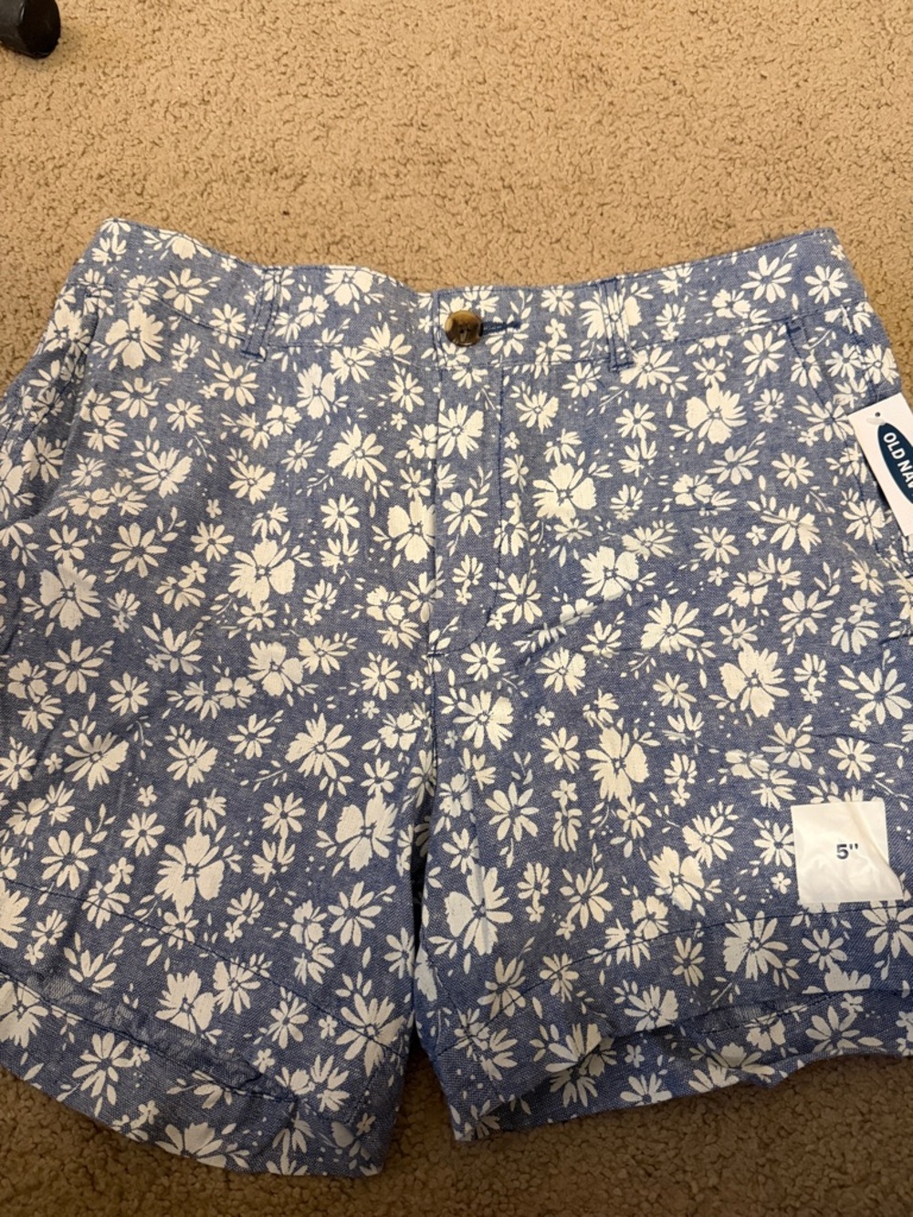 Old Navy Blue and White Floral High-Waist Women’s Shorts